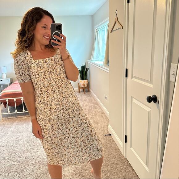 Reformation Jeans Cream Floral Mini Dress XS - Picture 4 of 10